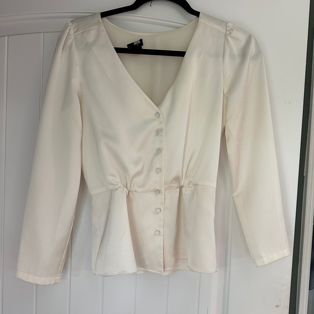 J. Crew Cream Fitted Peplum Blouse